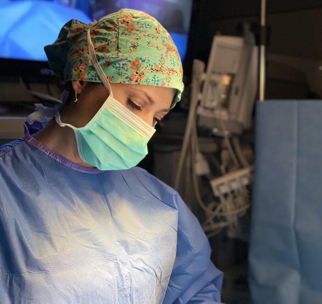 Dr. Michelle McGuirk in surgery at CRMC